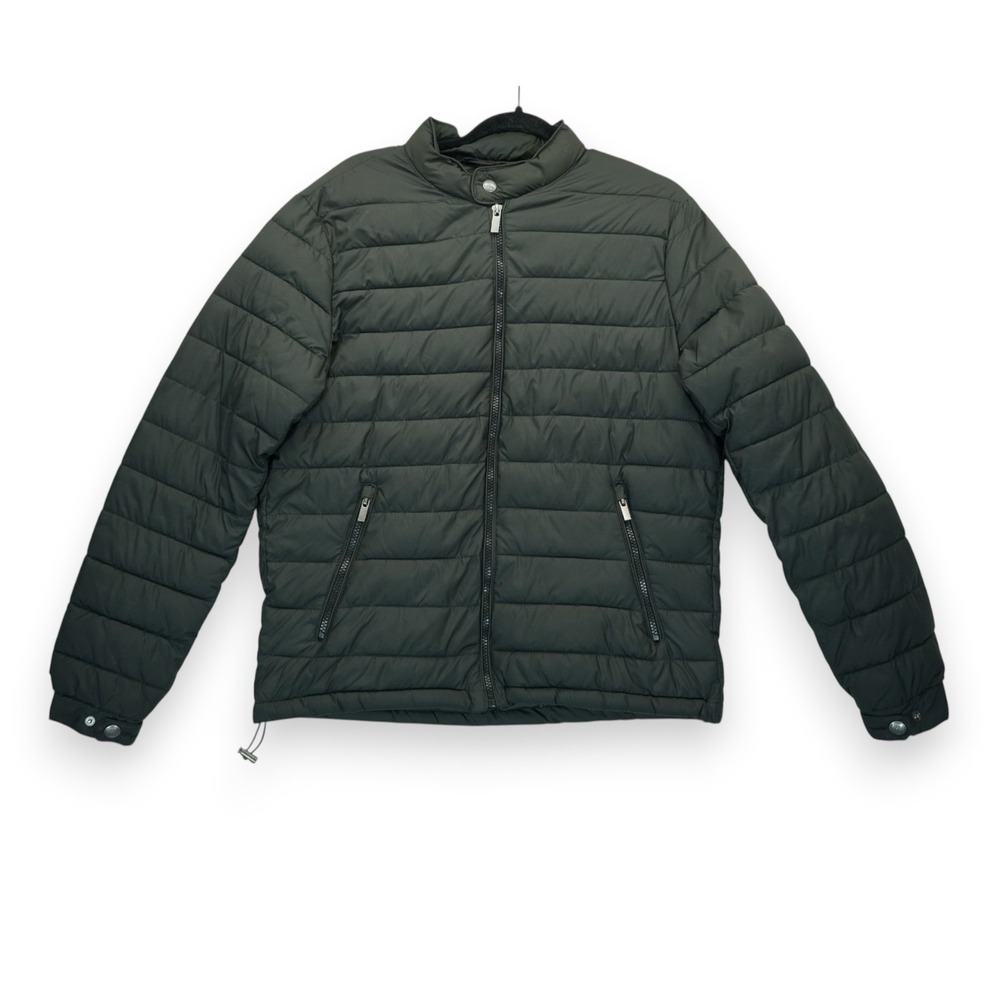 Dan John Men's Puffer Jacket Winter Coat Black Size Large Full Zip MSRP $299